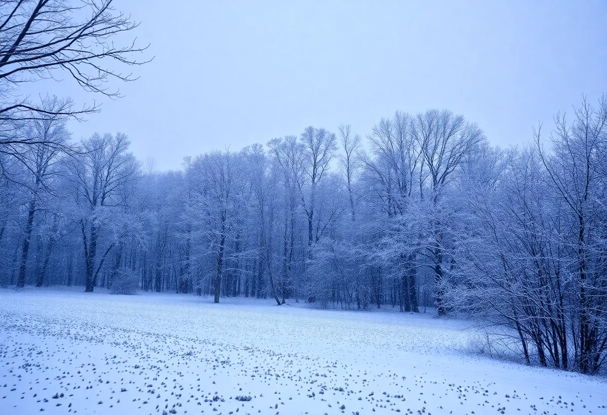 Snow-covered landscape in Beaufort County