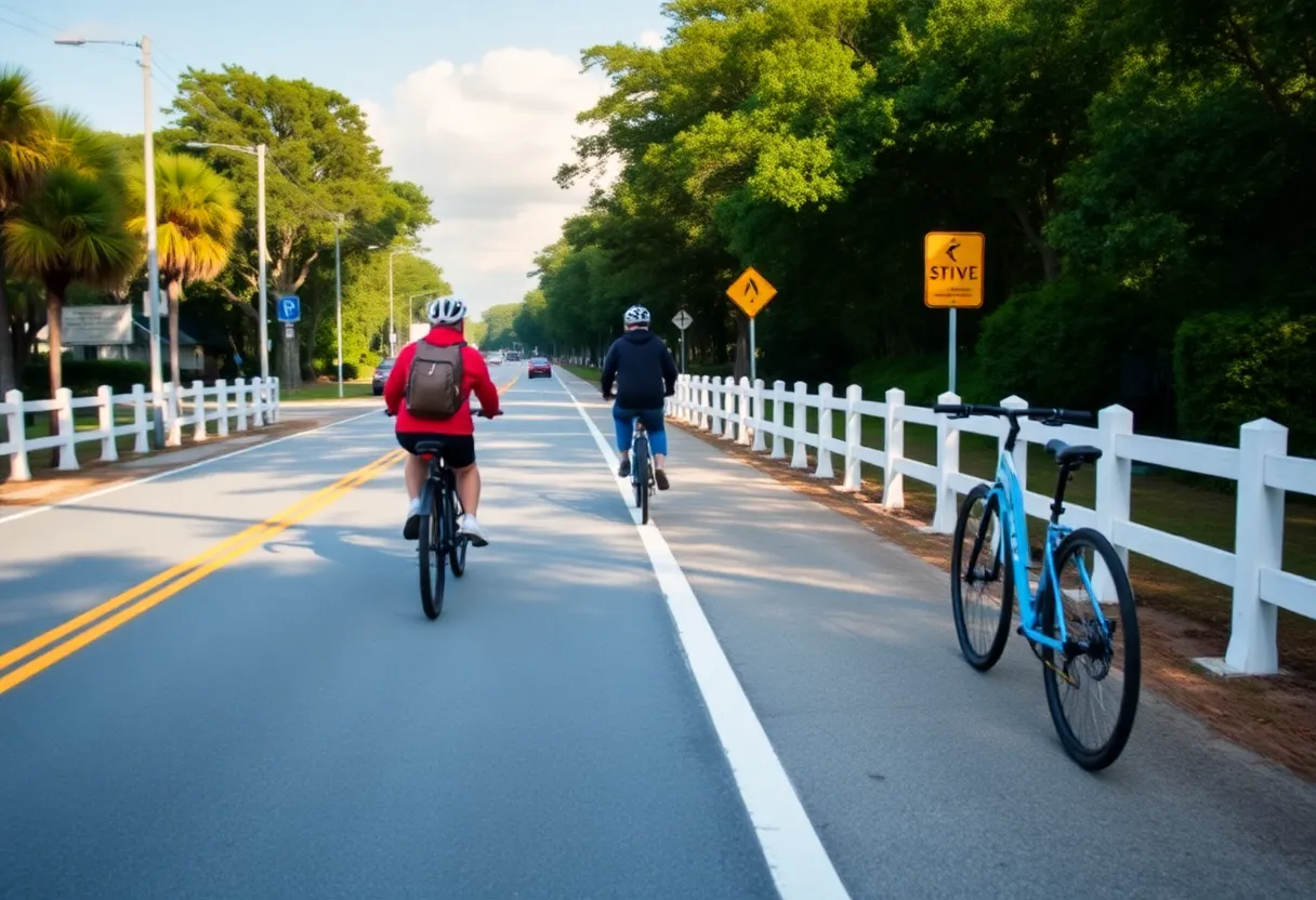 Scenic bike-friendly path on Hilton Head Island emphasizing safety.
