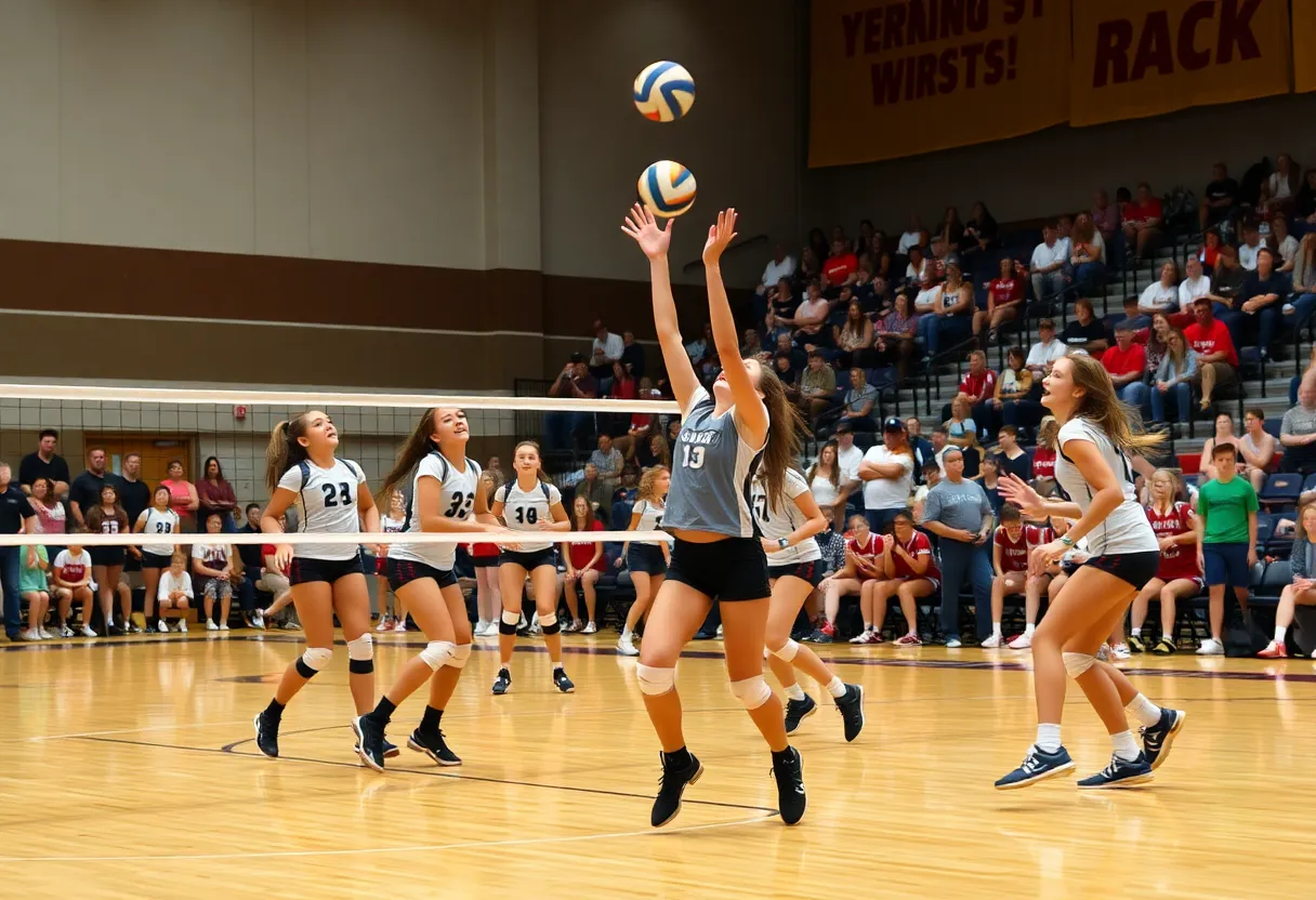 Bishop England volleyball team competing against Hilton Head Island.