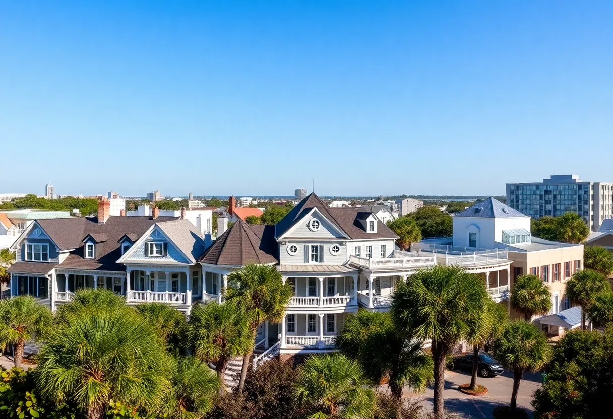 A panoramic view of Charleston showcasing various home styles