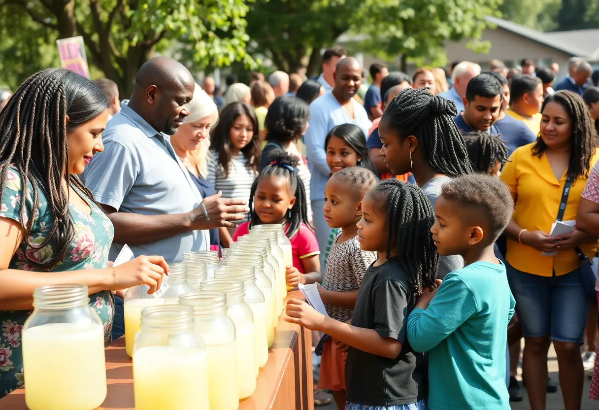 Community gathering for a fundraiser supporting a young leukemia patient.