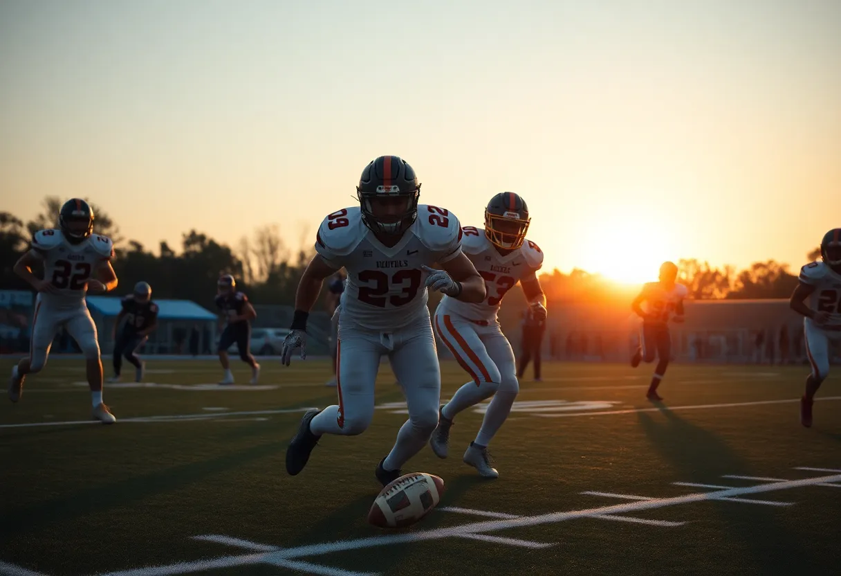 Players from Hampton County Hurricanes competing on the football field