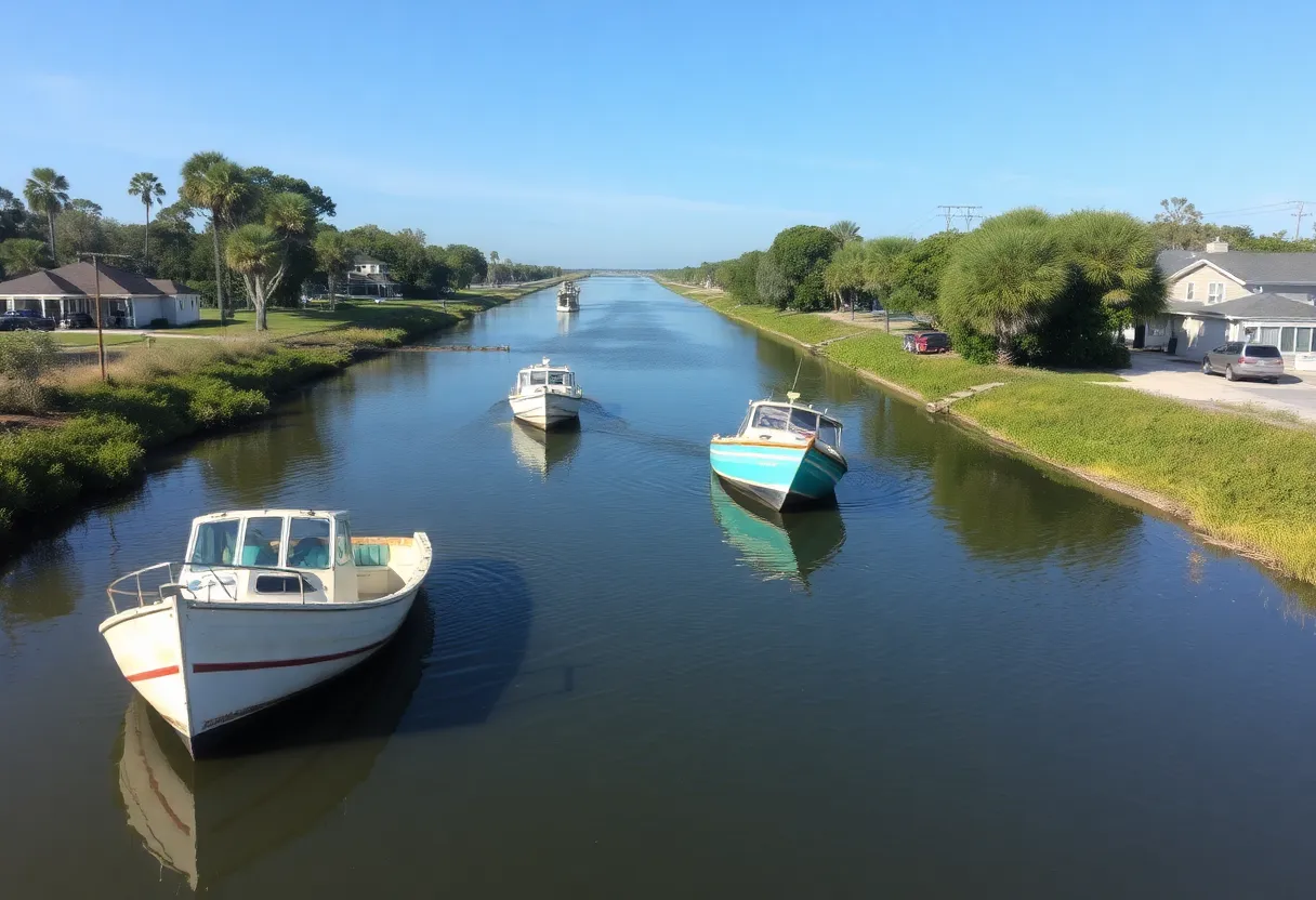 Hilton Head Island waterway with abandoned boats being removed