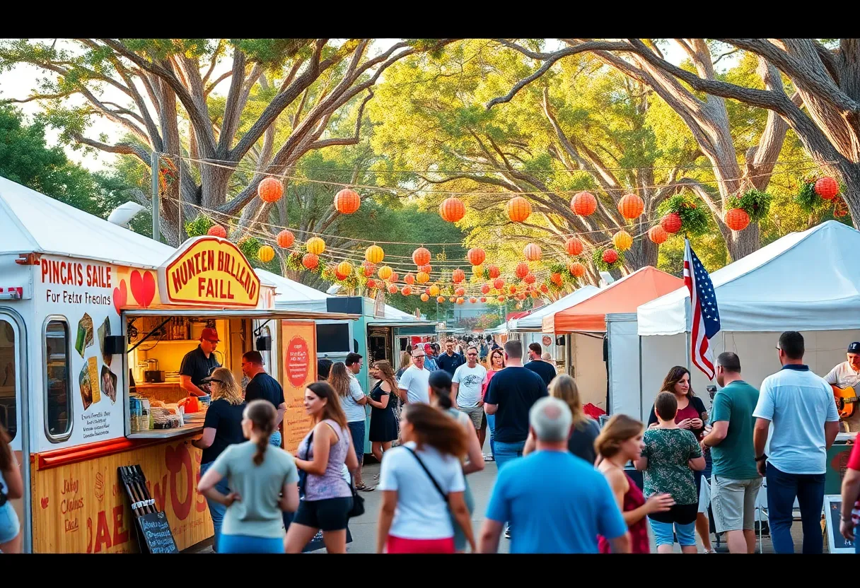 Outdoor festival on Hilton Head Island with food trucks and live music