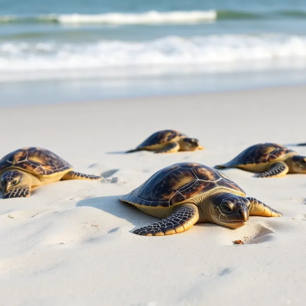 Sea turtle nests on Hilton Head Island beach
