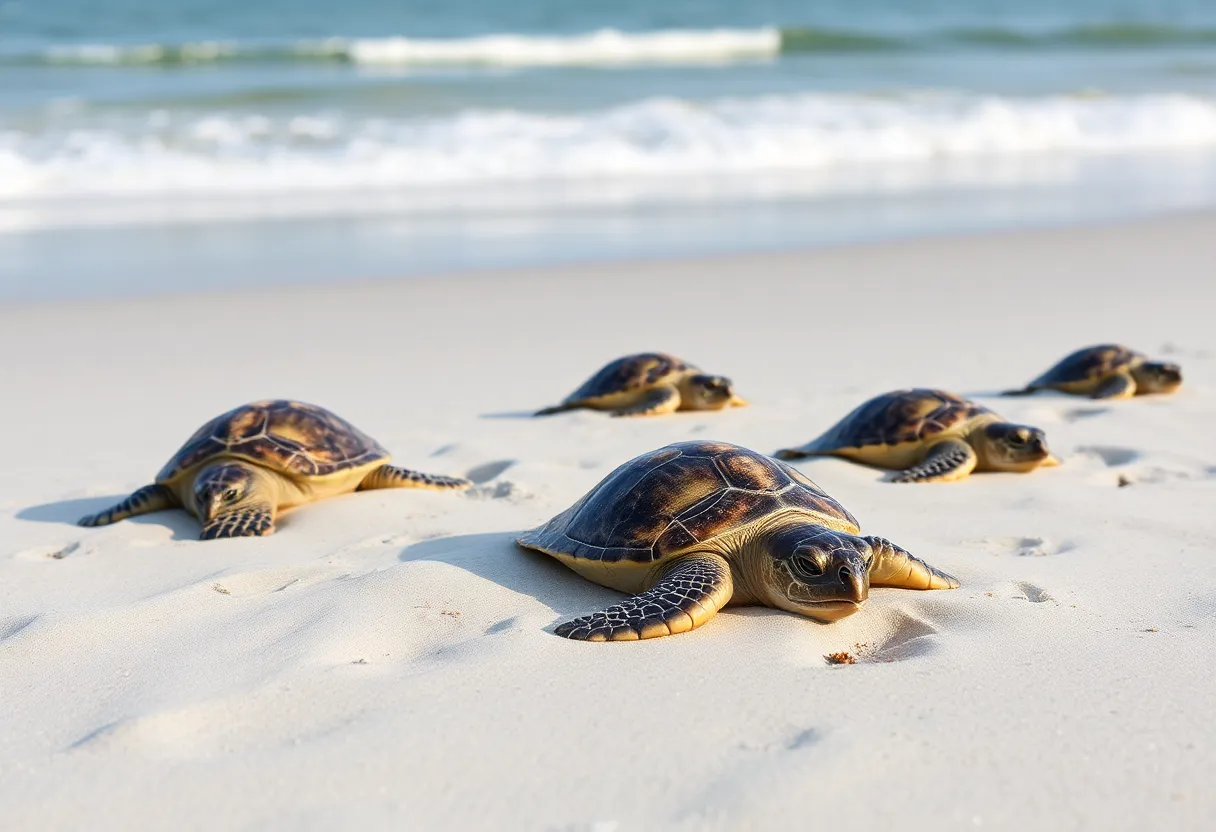 Sea turtle nests on Hilton Head Island beach
