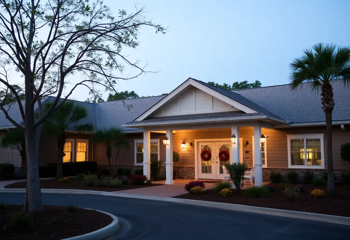 Exterior view of an assisted living facility in Hilton Head, South Carolina