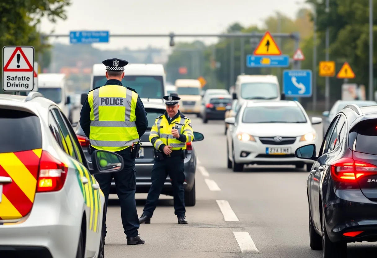 Police officers enforcing traffic safety laws on U.S. 278 in Beaufort