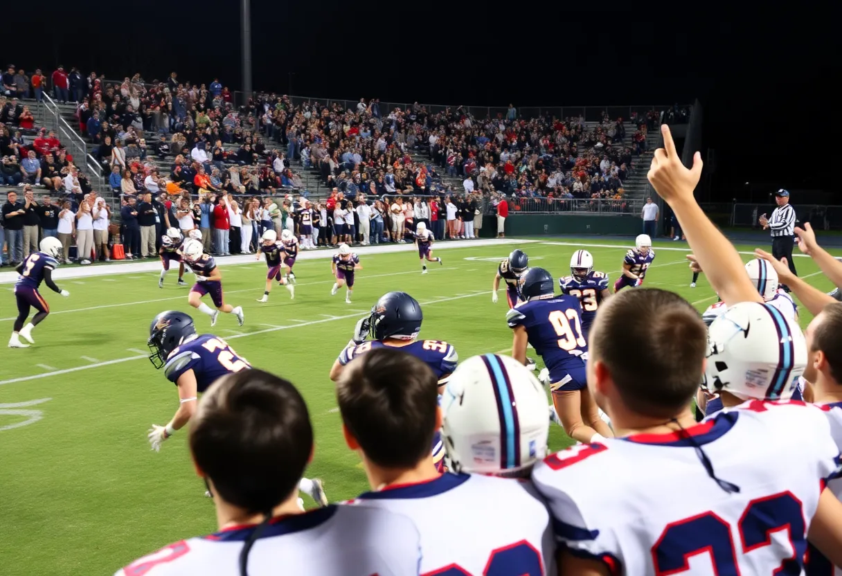 High school football scene showing players competing in South Carolina.