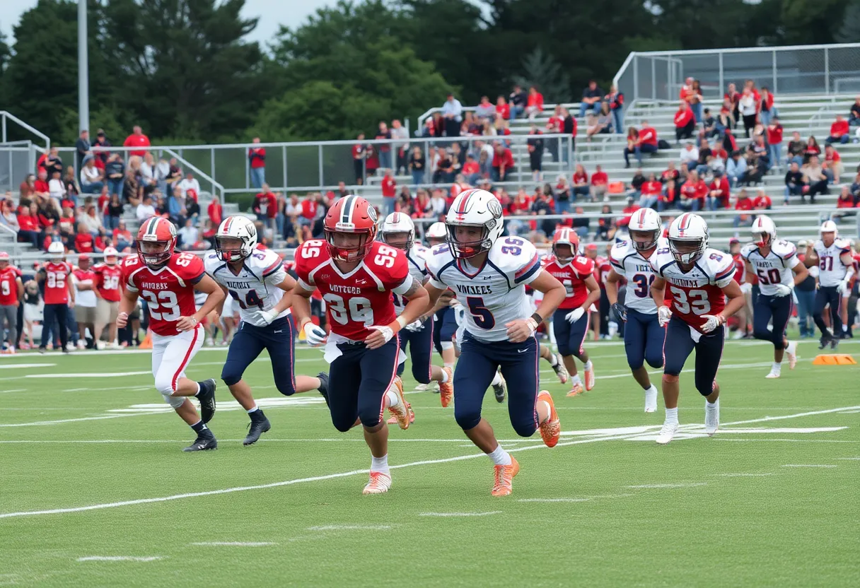 High school football teams competing on the field in South Carolina