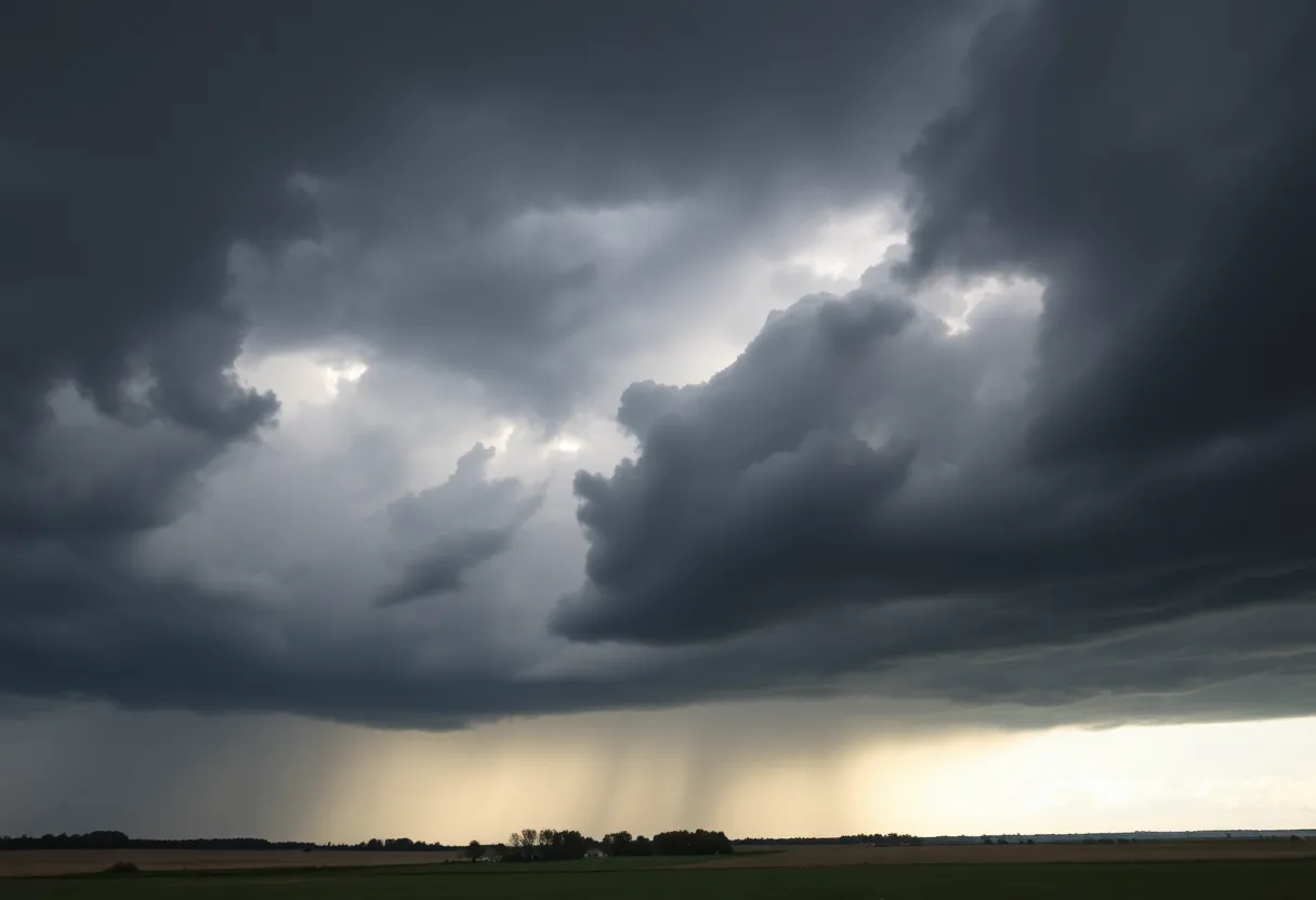 Dark clouds signaling a thunderstorm in McCormick County