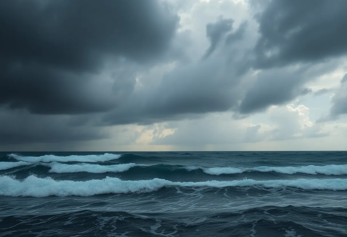 A view of Tropical Storm Gabrielle over the Atlantic Ocean