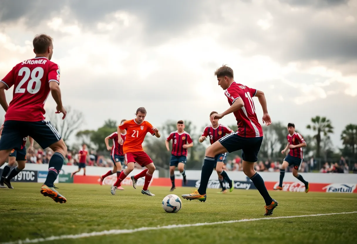 USC Beaufort women's soccer team playing during a match