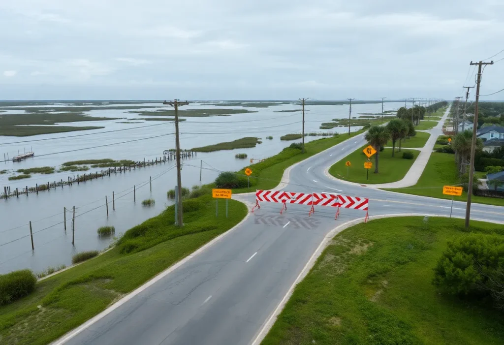 Flooded area in Beaufort, SC during king tides