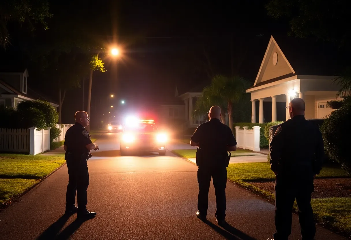 Law enforcement officers conducting a drug raid on Hilton Head Island