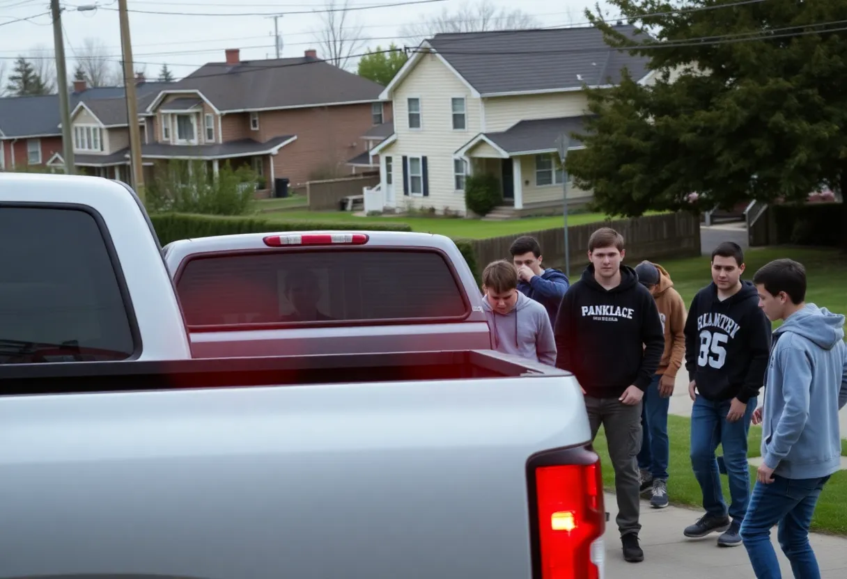 Off-duty deputy encounters teens with a truck in suburban neighborhood