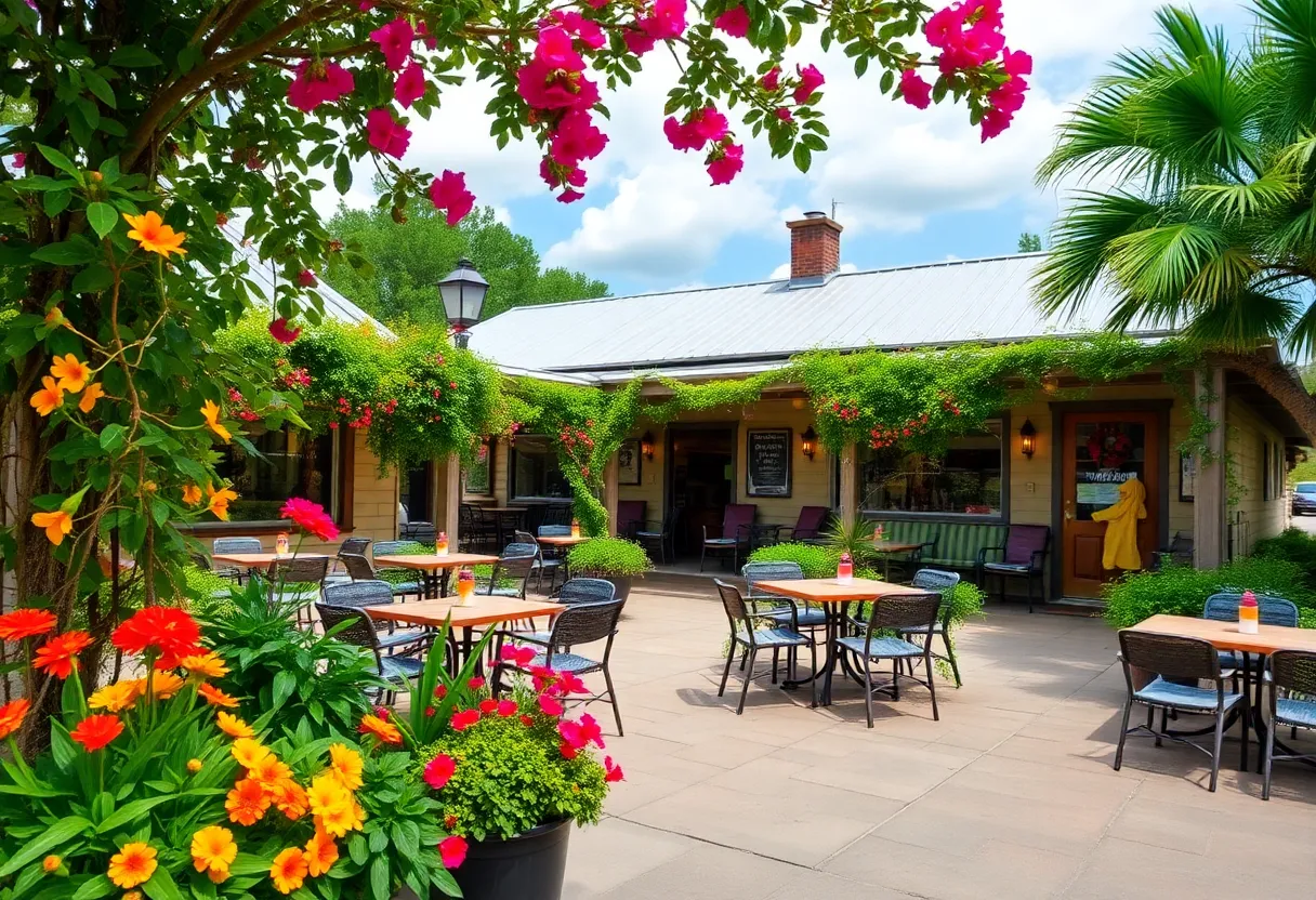 A beautiful hidden restaurant with outdoor seating in South Carolina.