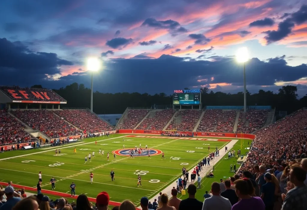 Exciting atmosphere at a high school football game