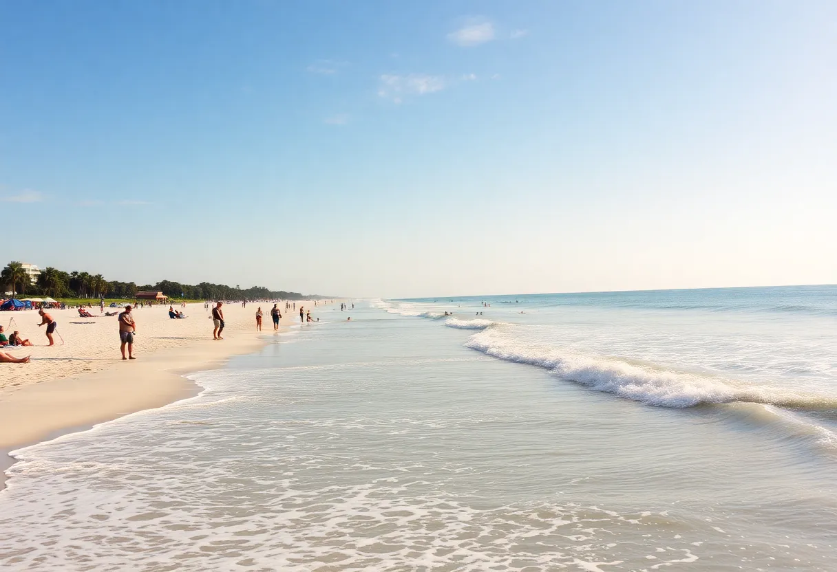 People enjoying the beach and outdoor activities at Hilton Head Island on a sunny day
