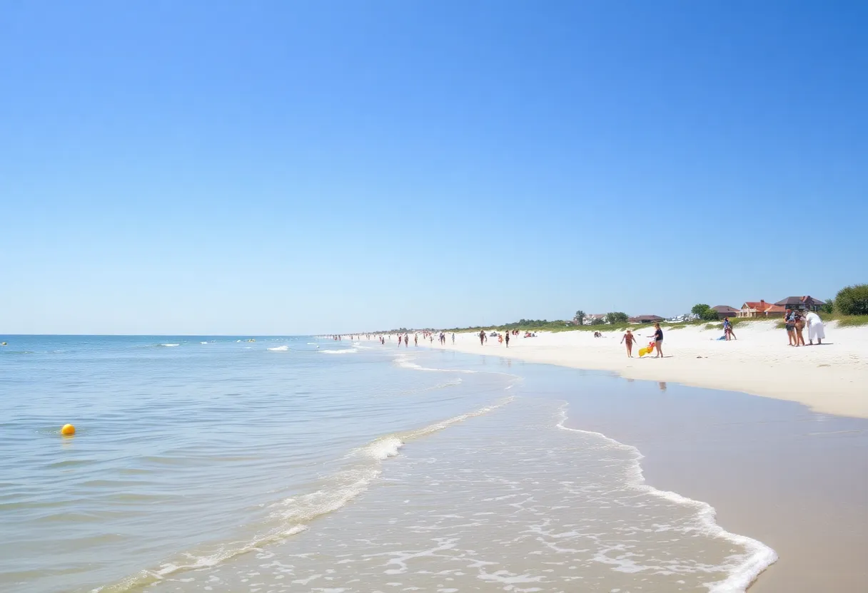 Sunny beach scene at Hilton Head Island with clear skies