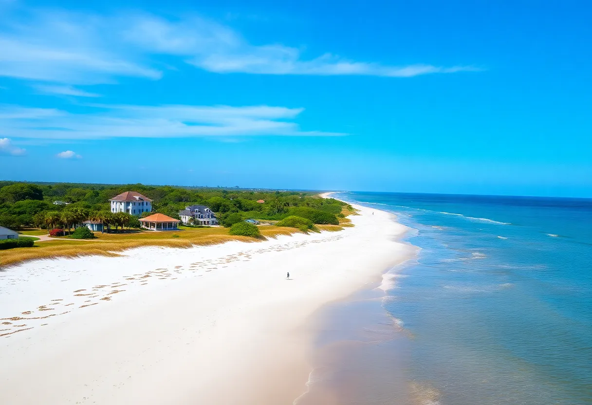 Scenic view of Hilton Head Island with beach and ocean.