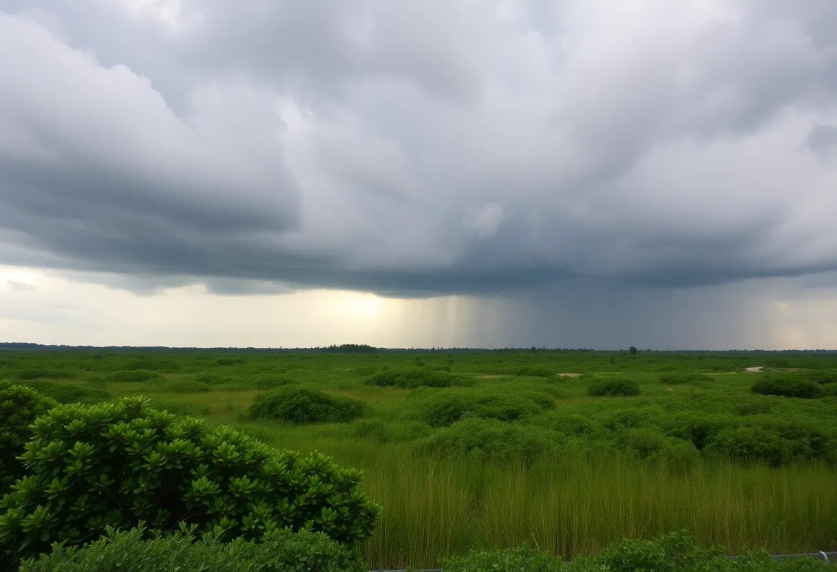 Overcast sky with thunderstorms brewing over Hilton Head Island