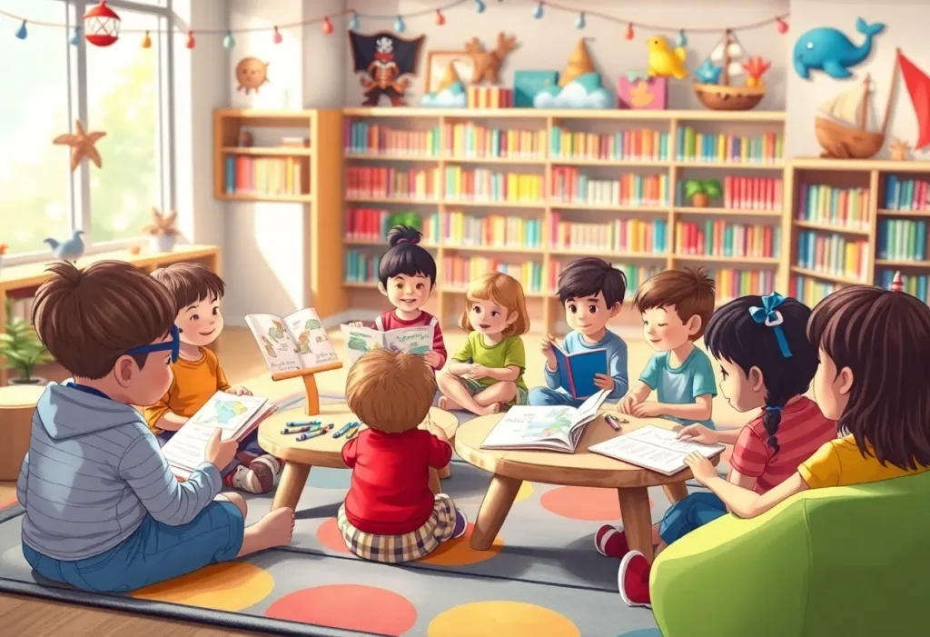 Children listening to storyteller and making adventure maps at Hilton Head Library