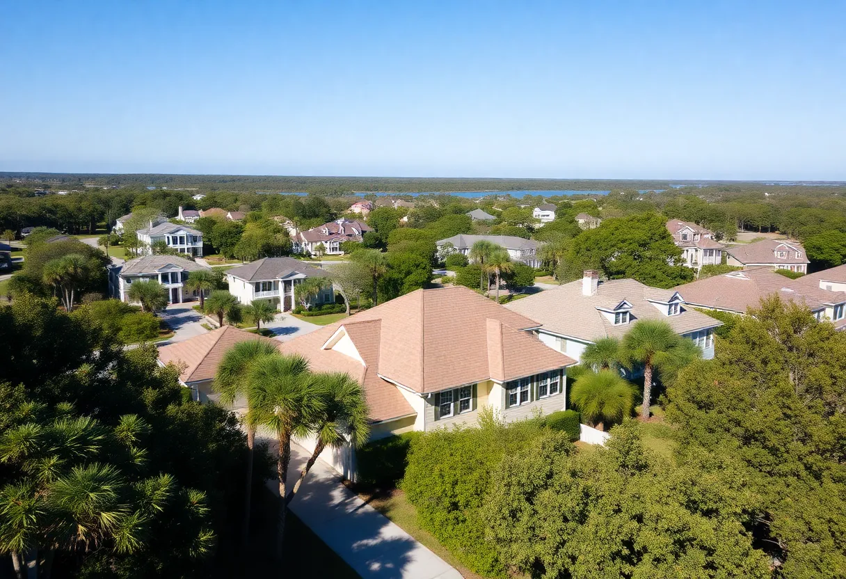 Residential neighborhood in Hilton Head Island with short-term rental signs
