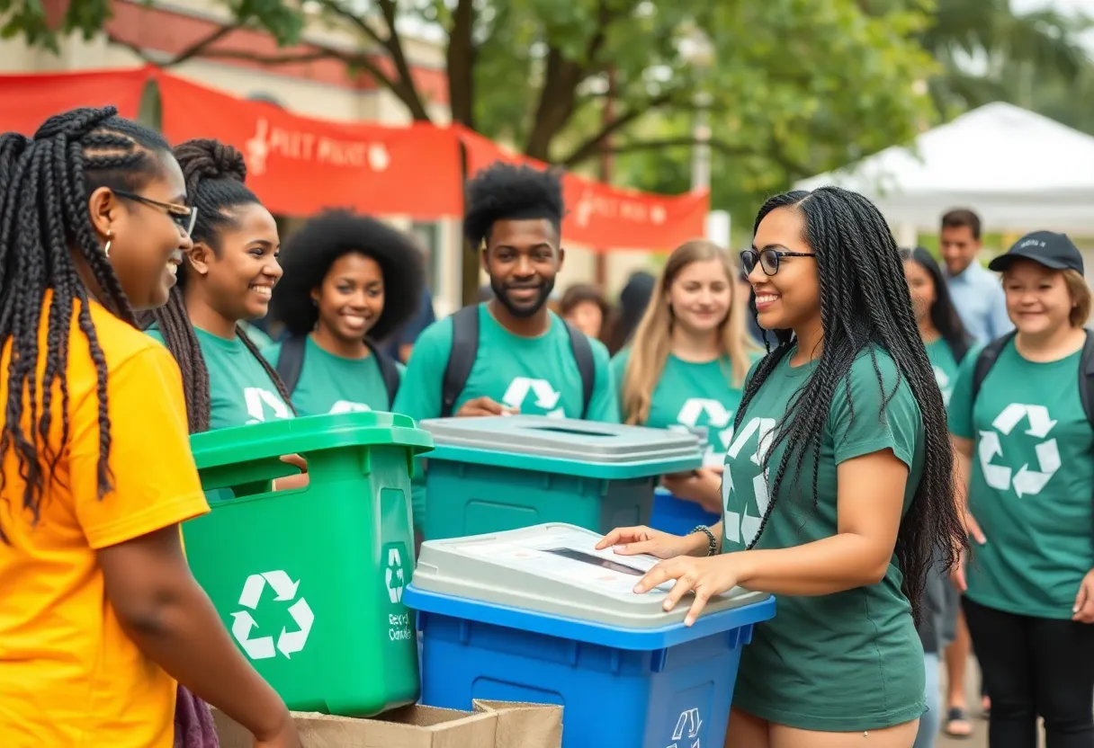 Community volunteers engaged in recycling initiatives on Hilton Head Island
