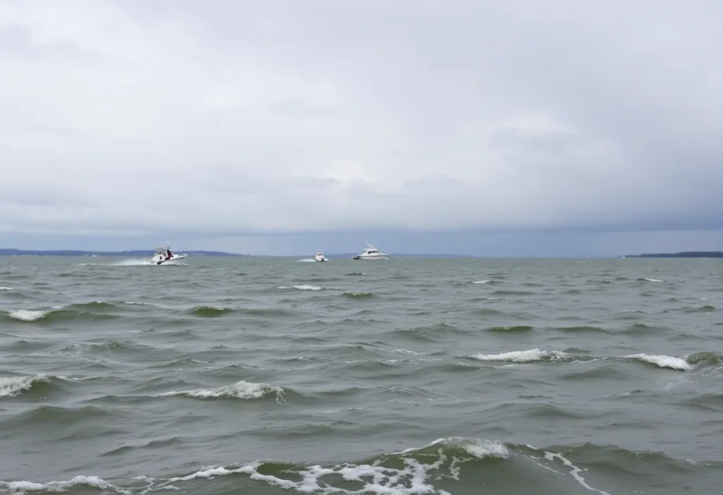 Rough waters on Lake Moultrie due to strong winds