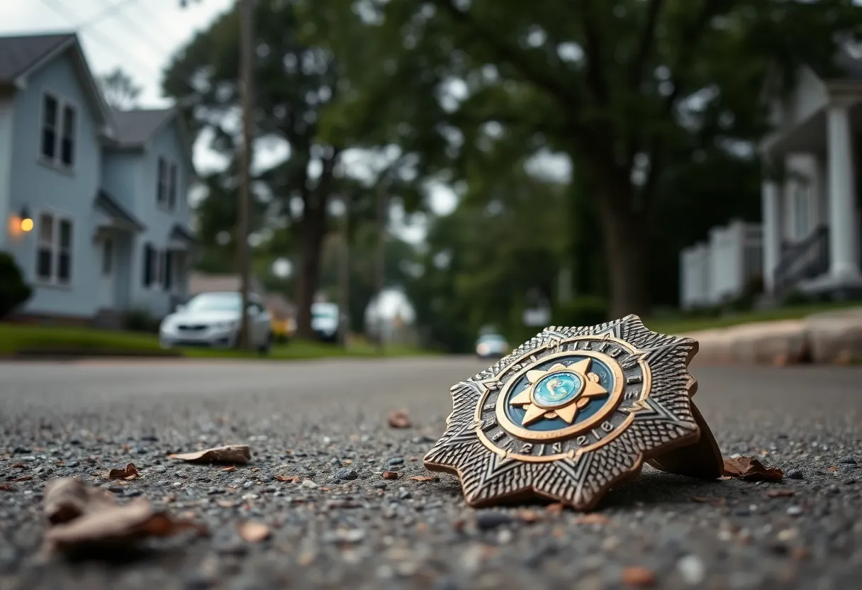 Police badge symbolizing tension in community policing