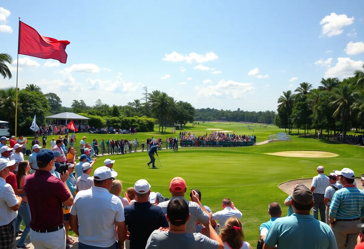 Spectators at the RBC Heritage golf tournament enjoying the view at Harbour Town Golf Links.