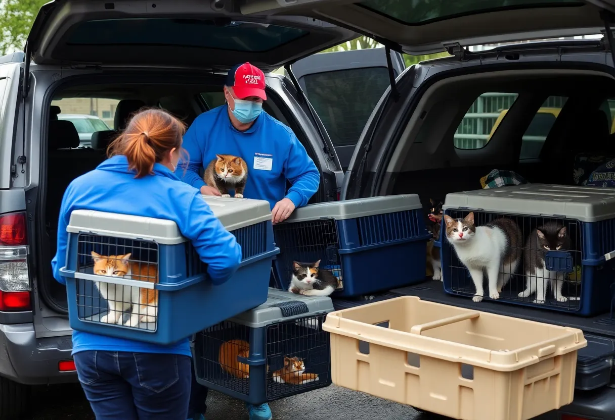 Shelter cats being evacuated from Hilton Head Island during hurricane preparations.