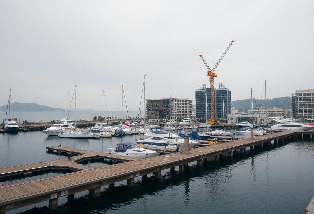 Demolition scene at South Beach Marina Village in Hilton Head