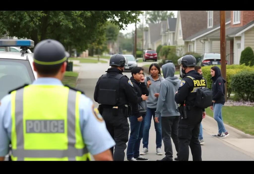 Police interaction with teenagers in Hilton Head Island neighborhood