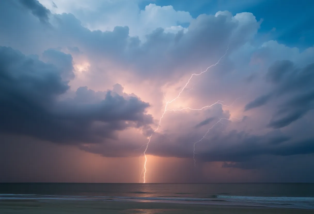 Thunderstorms causing cloudy skies over Hilton Head Island