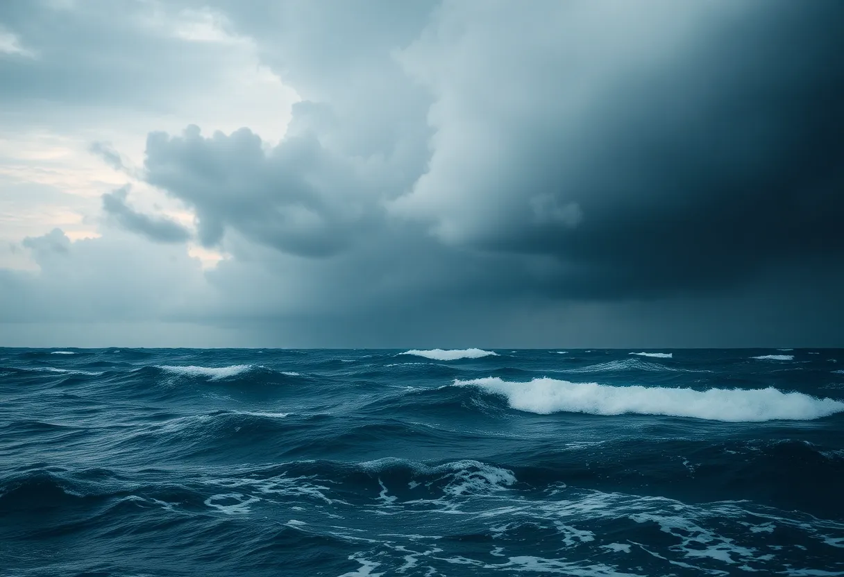 Turbulent ocean waters during a tropical storm