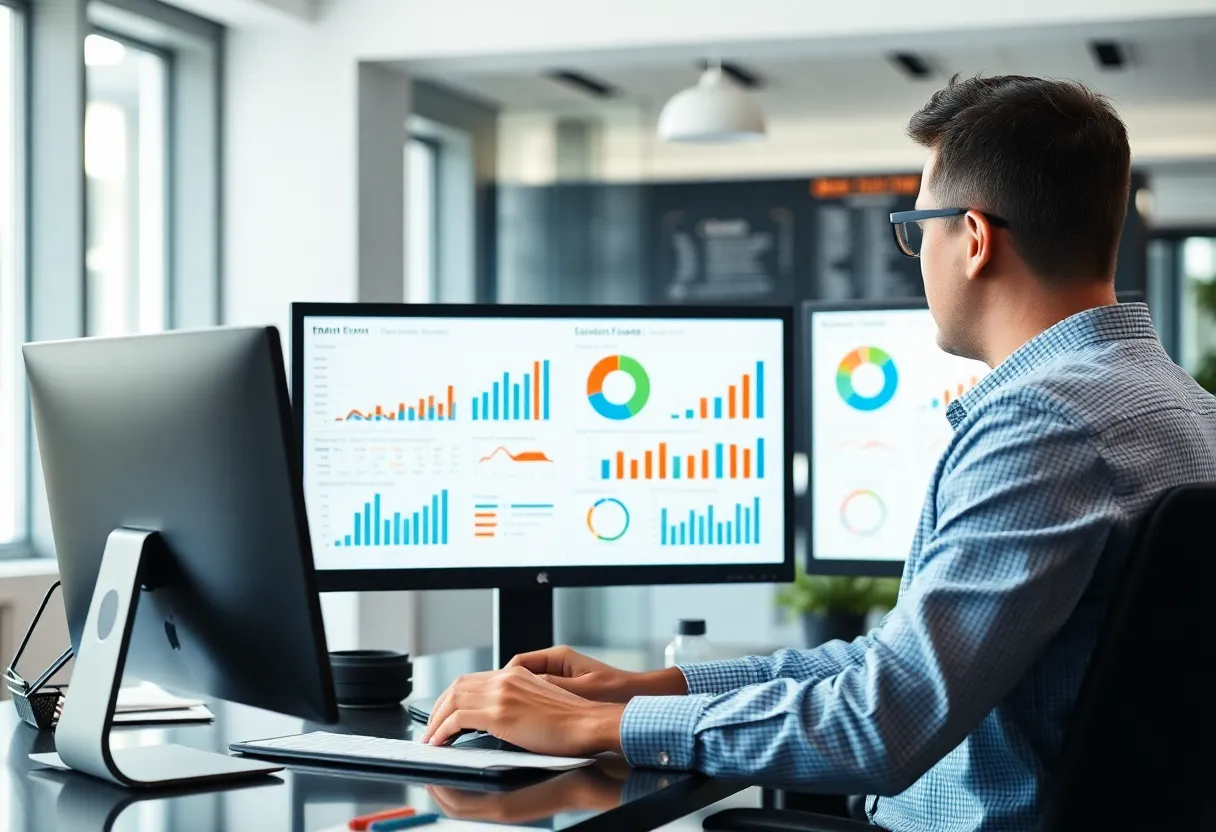 Marketer reviewing customer feedback data