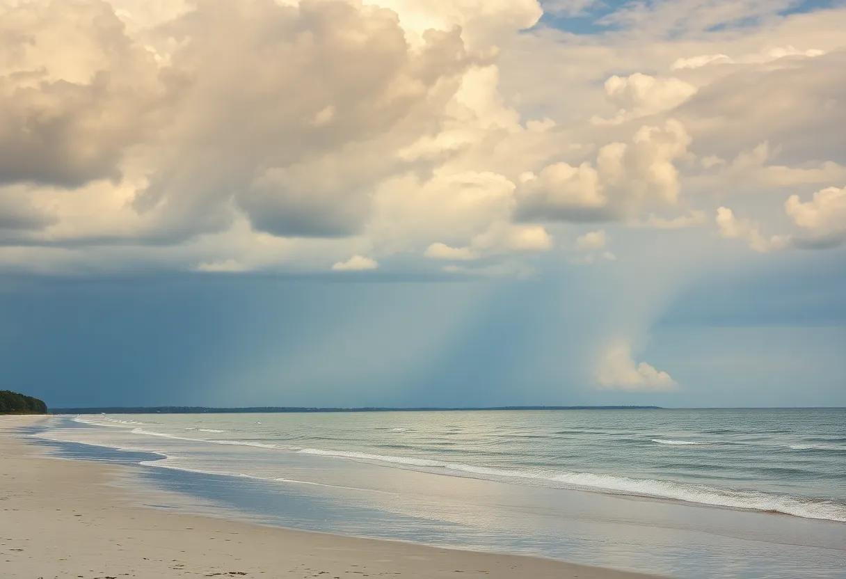 Partly cloudy skies over Hilton Head Island with warm temperatures