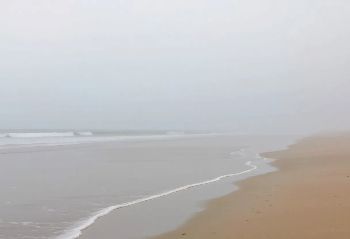 Fog enveloping the beach at Hilton Head Island during a serene morning.