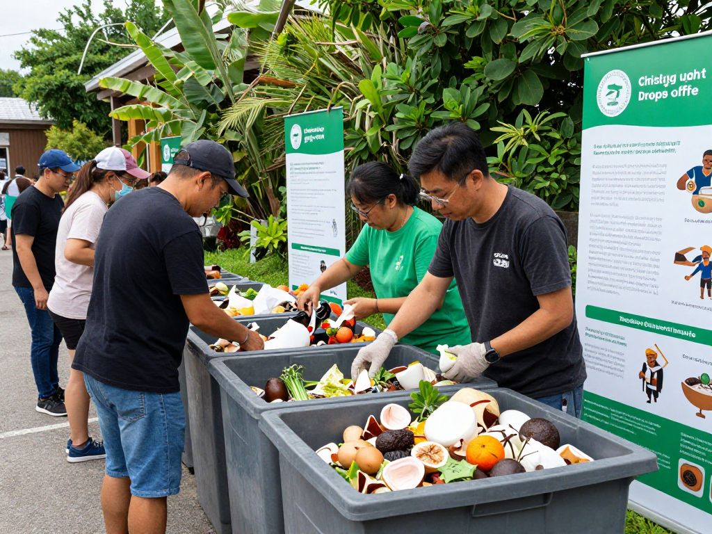 Community members participating in composting pilot program in Beaufort County.