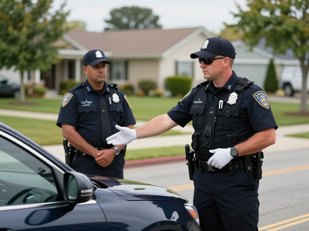 Police officer conducting a traffic stop in Beaufort