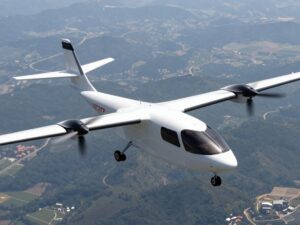 Cavorite X7 hybrid-electric VTOL aircraft soaring through the sky