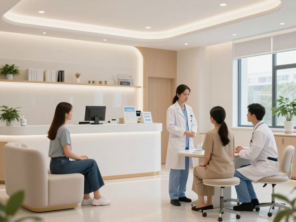 Interior view of CompleteMD Clinics showing doctors consulting patients in a comfortable setting.
