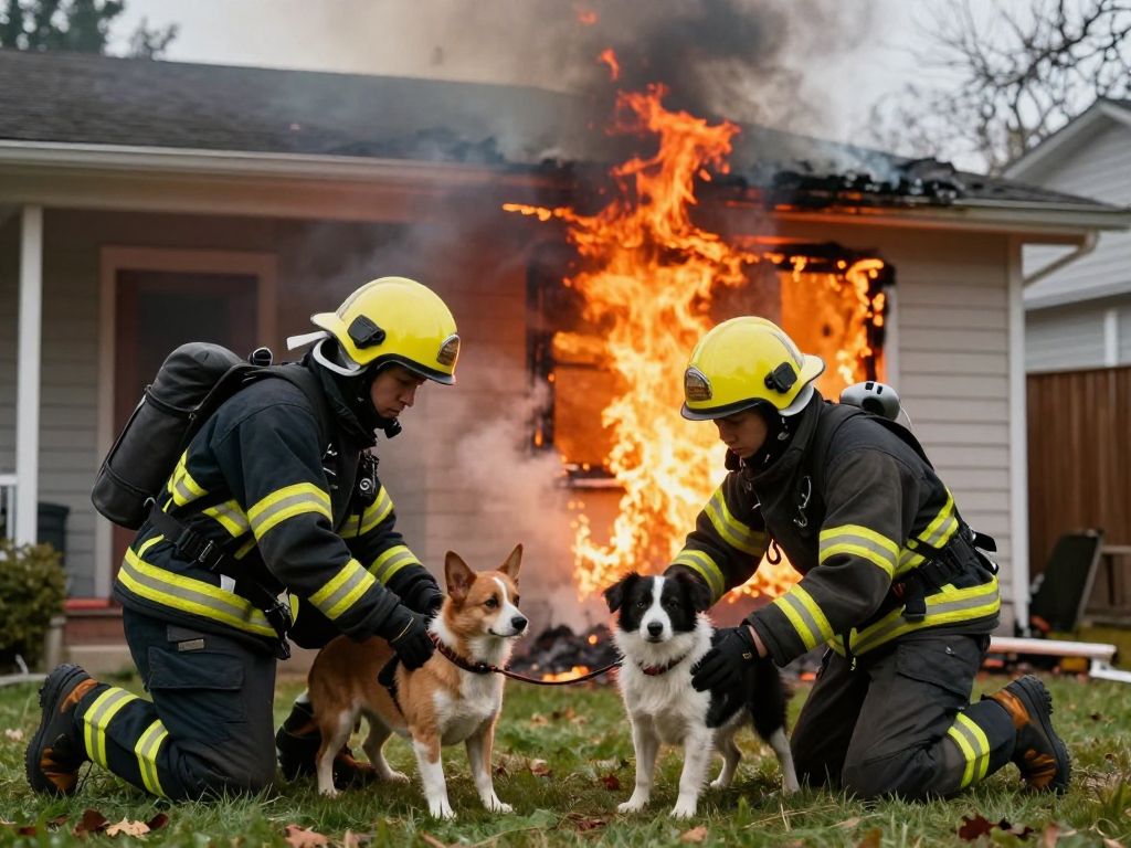 Deputies saving pets from a house fire