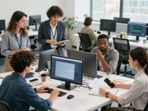 Team collaborating on digital marketing strategies