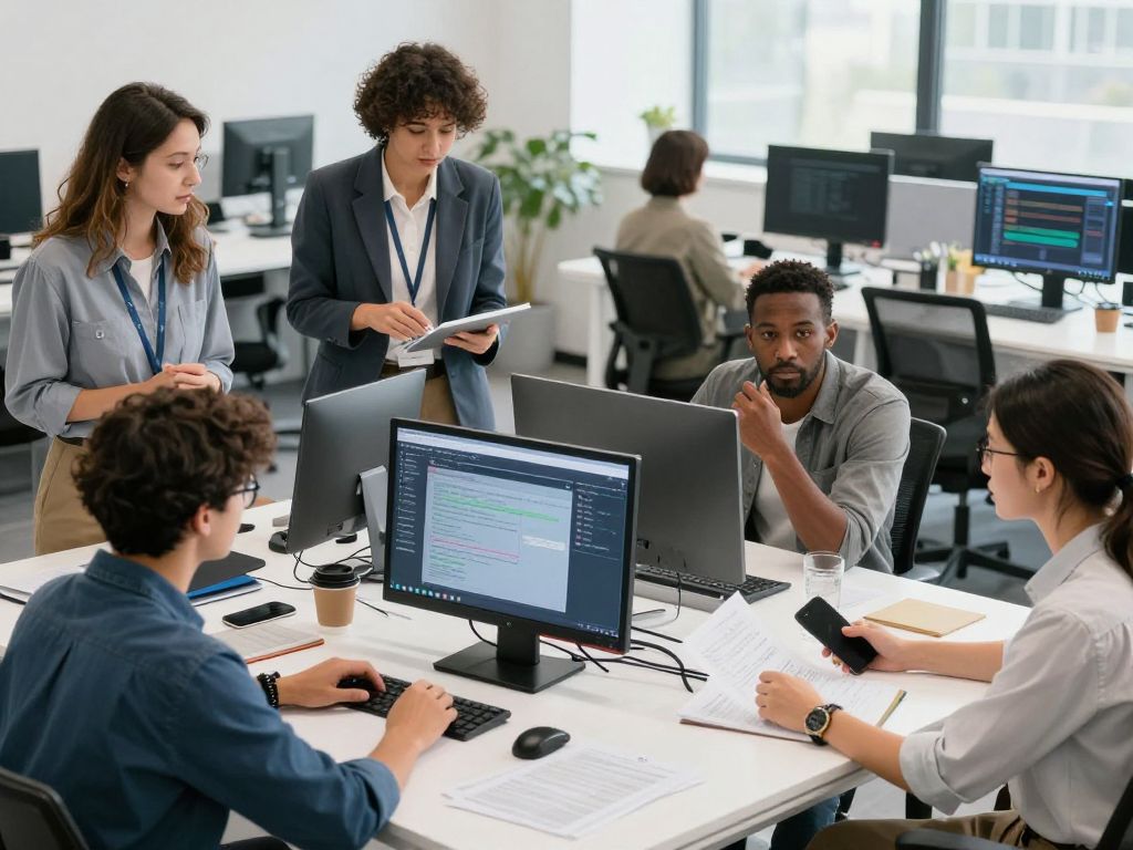 Team collaborating on digital marketing strategies