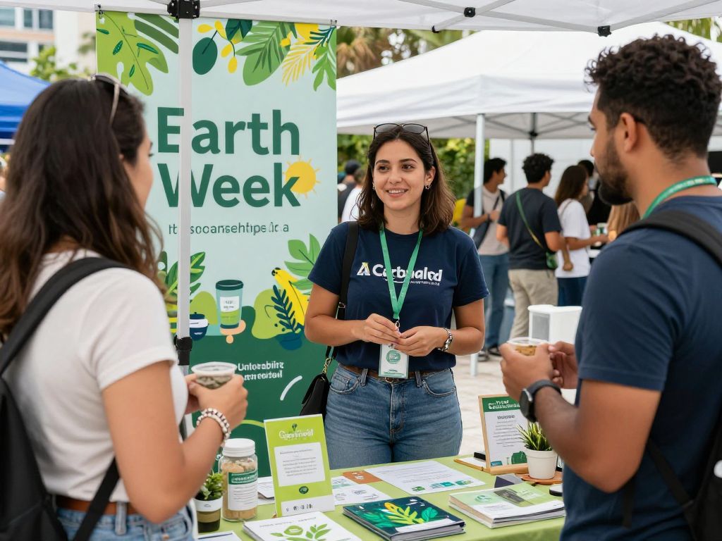 A lively Earth Week event in Miami featuring sustainability initiatives.