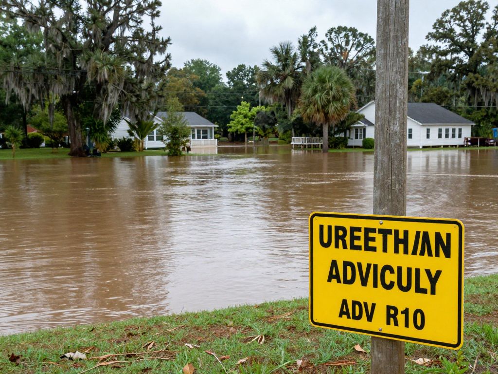 A view of flood-prone areas in South Carolina during a weather advisory.