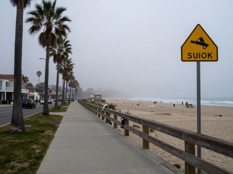 Cautionary fog over the beach boardwalk at Hilton Head Island